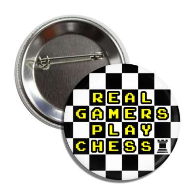 real gamers play chess rook piece checkerboard button