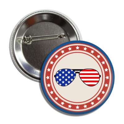 red star circle patriot sunglasses grey us flag stars stripes button