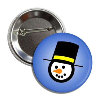 snow man head carrot nose coal eyes tophat blue button