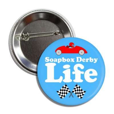 soapbox derby life crossed racing flags button