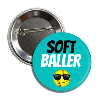 soft baller softball smile face smirk sunglasses button