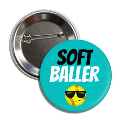 soft baller softball smiley smirk sunglasses button