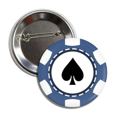 spade card suit poker chip blue button