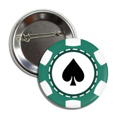 spade card suit poker chip green button