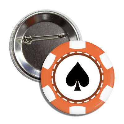 spade card suit poker chip orange button