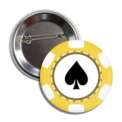 spade card suit poker chip yellow button