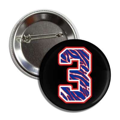 sports team number three 3 support black zebra print button