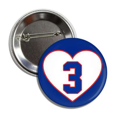 sports team number three 3 support heart blue button