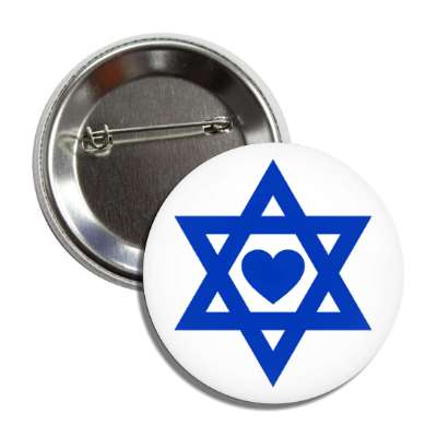 star of david heart israel hope peace button