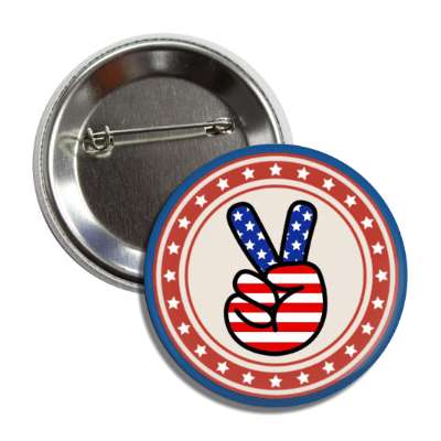 stars circle peace hand sign grey us flag stars stripes button