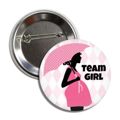 team girl pregnant woman silhouette umbrella pink diamond pattern button