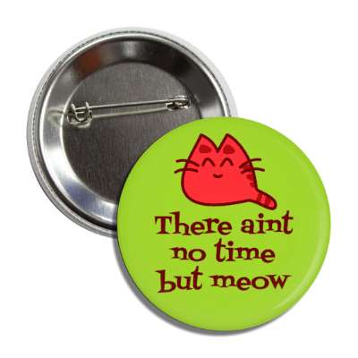 there aint no time but meow now cute cat smile face button