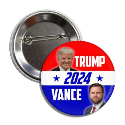 trump 2024 vance president vp gop red white blue stars button