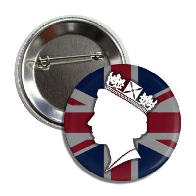 union jack flag queen elizabeth ii silhouette memorial button