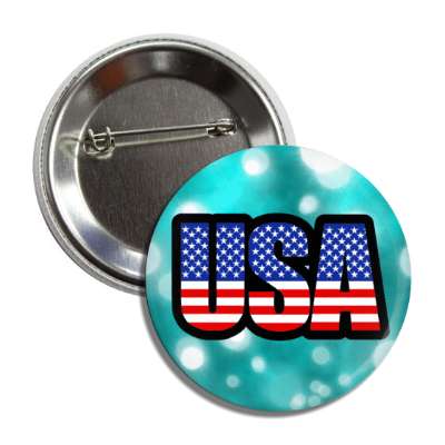 usa american flag words aqua bokeh button