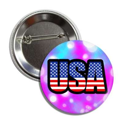 usa american flag words purple aqua bokeh button