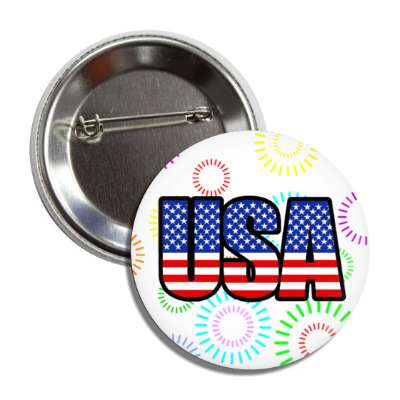 usa american flag words white fireworks button