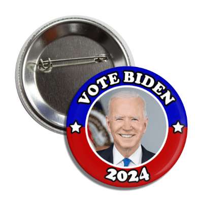 vote biden 2024 red white blue face button