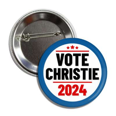 vote christie 2024 stars lines red white blue black bold chris christie button