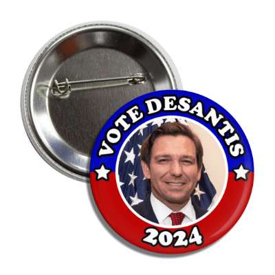 vote desantis 2024 red white blue face button