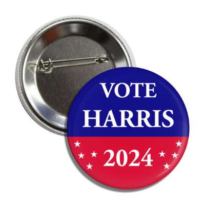 vote harris 2024 red white blue stars democrat button