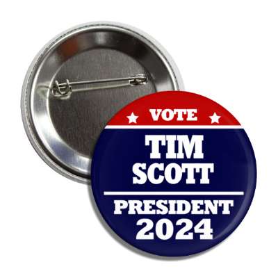 vote tim scott president 2024 red white blue button
