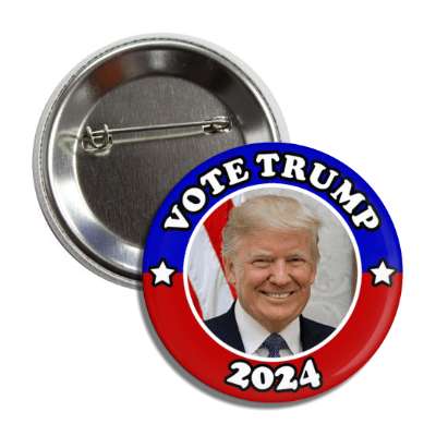 vote trump 2024 red white blue face button