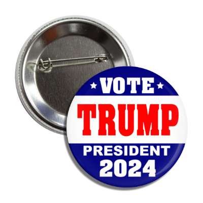 vote trump president 2024 blue white stripe donald button