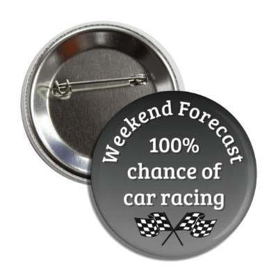 weekend forecast 100 percent chance of car racing checkerboard flags button