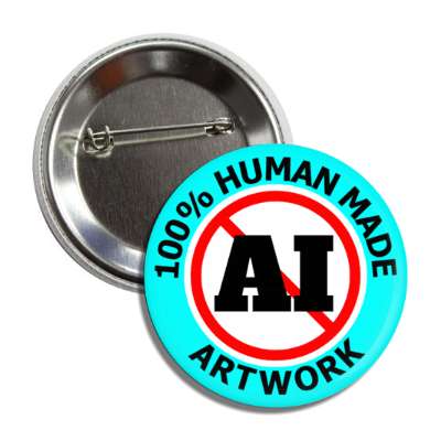 aqua red slash ai 100 percent human made artwork button