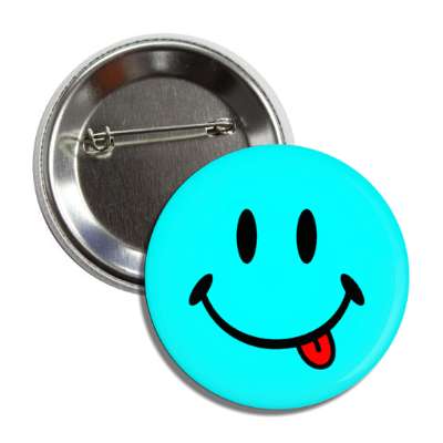 aqua smile face with tongue button