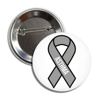 asthma gray awareness ribbon button