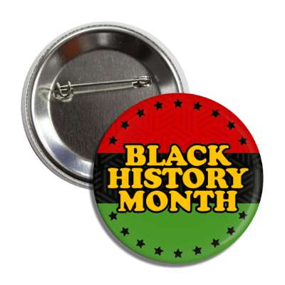 black history month africa flag colors black stars pattern button