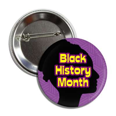black history month side view silhouette purple yellow black button