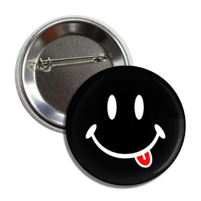 black smile face with tongue button