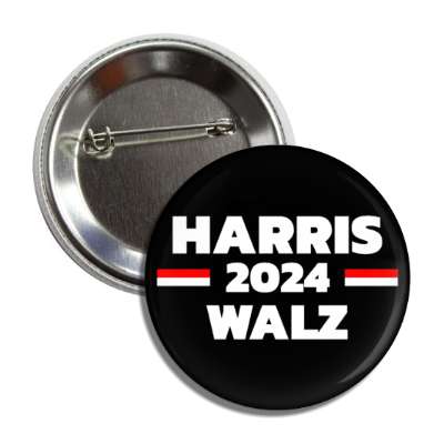 black white red lines harris 2024 walz button