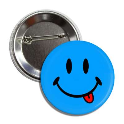 blue smile face with tongue button