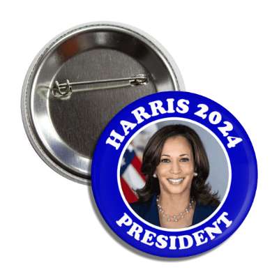 blue white harris 2024 president face button