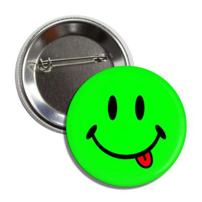 green smile face with tongue button