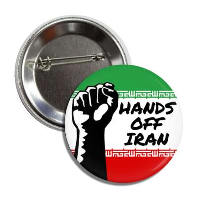 hands off iran green red white flag power fist details button