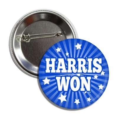 harris won starburst rays blue white democrat kamala victory button