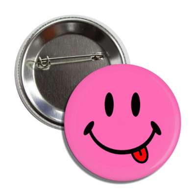 hot pink smiley with tongue button