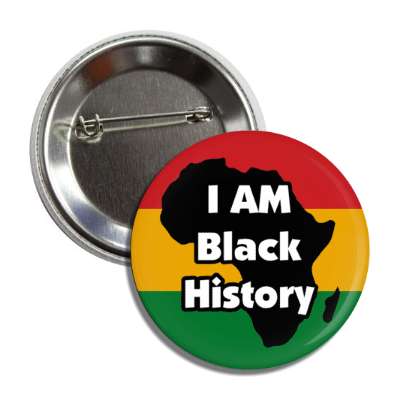 i am black history africa silhouette flag colors button