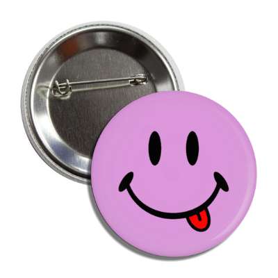 lilac smile face with tongue button