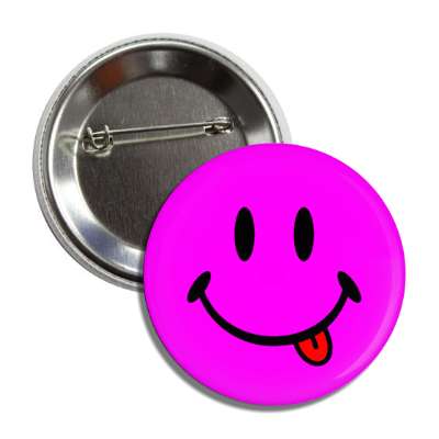magenta smile face with tongue button