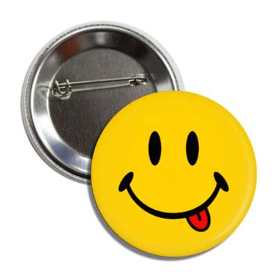 orange smile face with tongue button