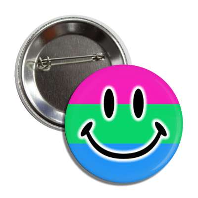 polysexual pride flag smile face button