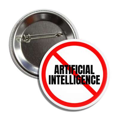 red slash no artificial intelligence protest button