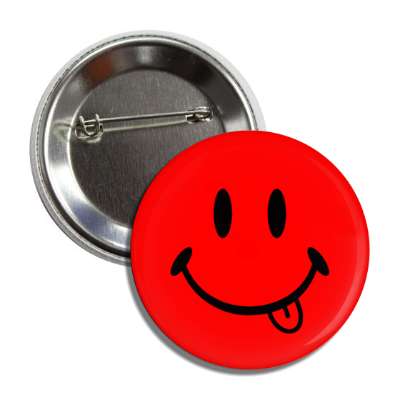 red smile face with tongue button