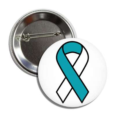 teal white classic awareness ribbon button